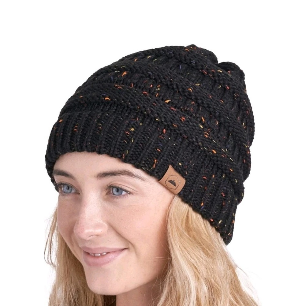 Chunky Cable Knit Speckled‎ Beanie Hat Women Outdoor Performance Tough Headwear